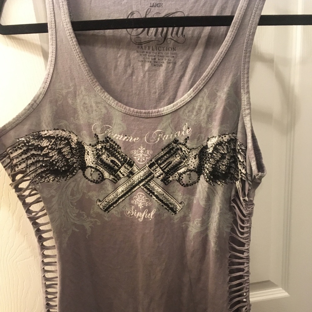 Sinful by Affliction shredded Tank top